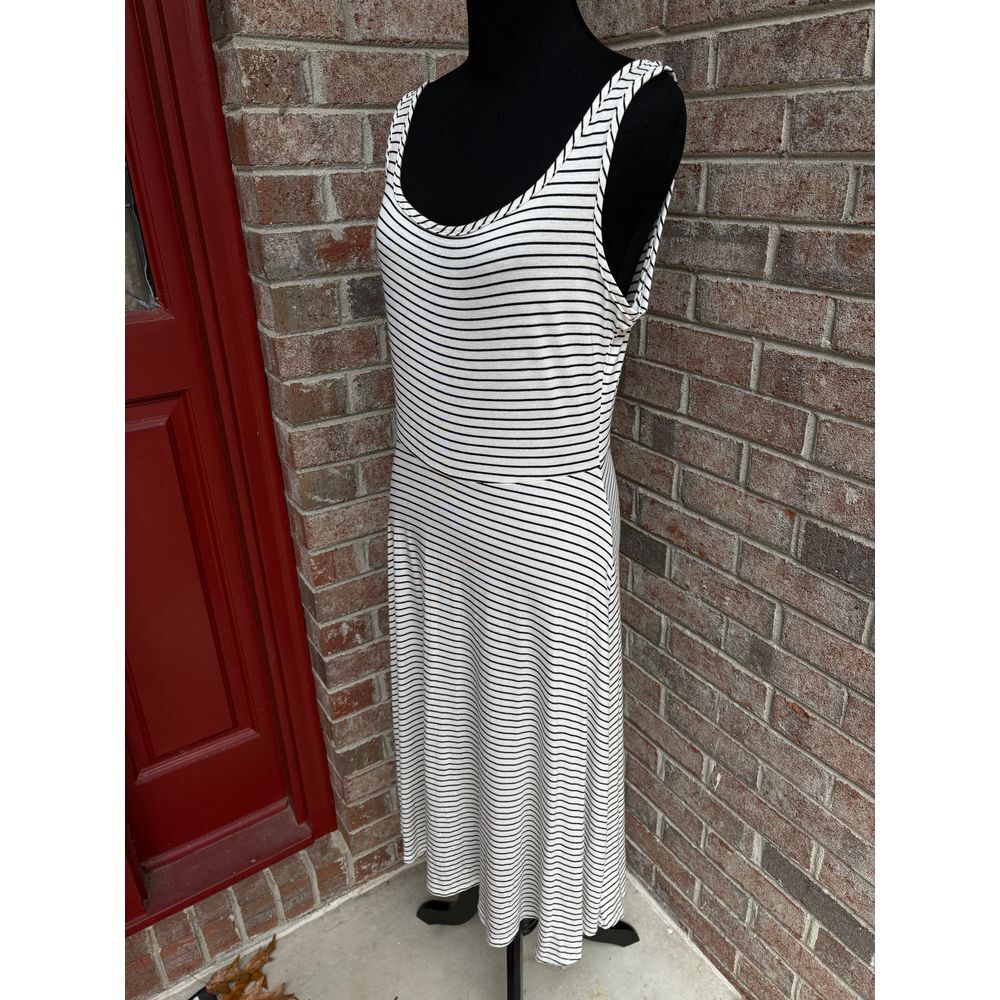 Olivia‎ Rae striped tank dress scoop neck size large women's white blue stripes